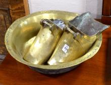 BRASS SADDLE STIRRUPS AND BOWL