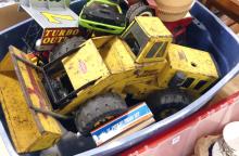 BIN OF TOY CARS AND TRUCKS