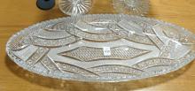 CRYSTAL ICE CREAM TRAY, VASE AND COMPOTE