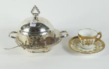 BUTTER DISH, CUP AND SAUCER