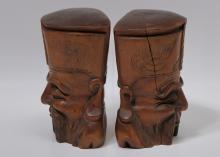 CARVED WOOD BOOKENDS