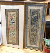 THREE SILK PANELS AND NEEDLEPOINT