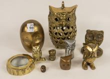 NINE METAL OWLS