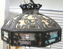 ART DECO AMERICAN SLAG-GLASS LIGHT FIXTURE