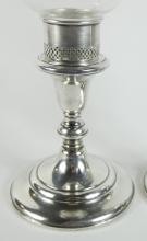 PAIR OF STERLING CANDLEHOLDERS WITH SHADES