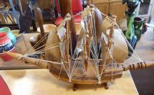 FOUR WOODEN MODEL SHIPS