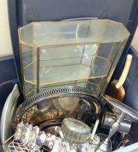 BIN OF SILVER PLATE, ETC.