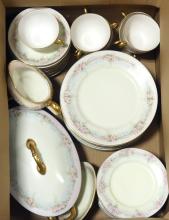 TWO BOX LOTS OF HAND-PAINTED PORCELAIN DINNERWARE