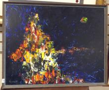 MCM ABSTRACT OIL PAINTING