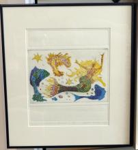 COLOURED ETCHING AND MIXED MEDIA PRINT