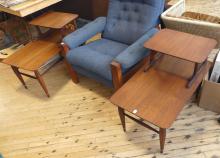 PAIR OF TEAK STEP END TABLES