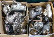 TWO BOX LOTS OF SILVERPLATE