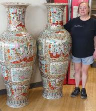 PAIR CHINESE FLOOR PALACE VASES