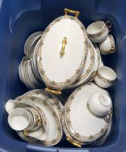 TWO TOTES OF LIMOGES DINNERWARE