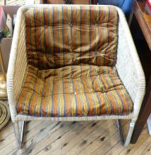 CHROME AND WICKER TUB CHAIR