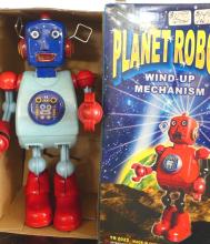 THREE METAL ROBOT TOYS