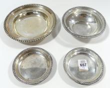 FOUR SMALL STERLING DISHES