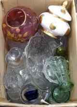 BOX LOT OF GLASS AND CRYSTAL