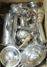BOX LOT OF SILVER PLATE