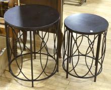 PAIR OF GRANITE TOP END TABLES