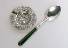 STERLING SPOON AND ASHTRAY