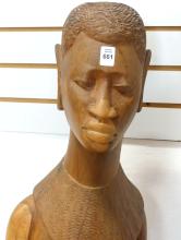 LARGE AFRICAN CARVED WOOD BUST