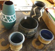 FIVE ART POTTERY VASES