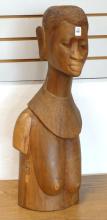 LARGE AFRICAN CARVED WOOD BUST