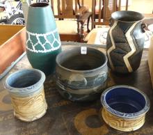 FIVE ART POTTERY VASES