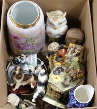 BOX LOT OF FIGURINES, ETC.