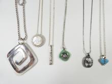 6 STERLING PENDANT NECKLACES