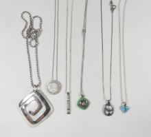 6 STERLING PENDANT NECKLACES