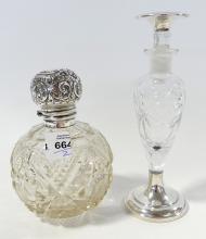 TWO STERLING LIDDED SCENT BOTTLES