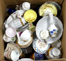 BOX LOT OF ASSORTED CHINA