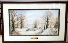 PETER ROBSON "WINTER WORKERS" WATERCOLOUR