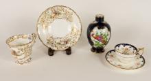 VASE, TWO CUPS & SAUCERS