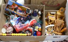 TWO BOX LOTS OF TOYS AND LARGE DOLL