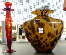 ART GLASS VASE AND CANDLESTICK