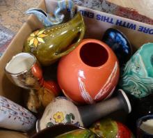 BOX LOT OF ART POTTERY