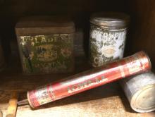 EIGHT ANTIQUE TINS