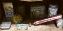 EIGHT ANTIQUE TINS