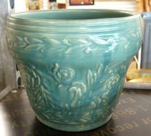 TWO POTTERY VASES AND PLANTER