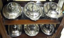 SIX SILVER PLATE ENTREE DISHES