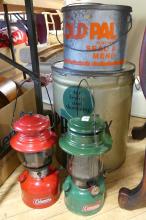 TIN, BUCKET AND LANTERNS