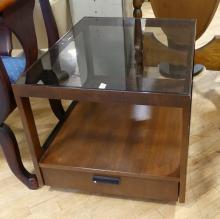 MCM GLASS TOP END TABLE