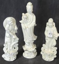 THREE BLANC DE CHINE FIGURINES