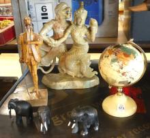 CARVINGS AND GLOBE