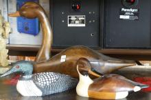 THREE WOODEN DECOYS