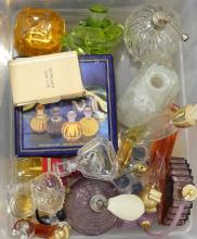 BIN OF SCENT BOTTLES AND ATOMIZERS