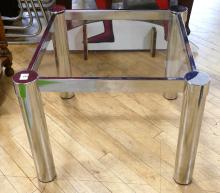 CHROME GLASS TOP END TABLE